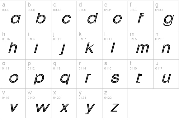 Uptight Italic lowercase a-z preview