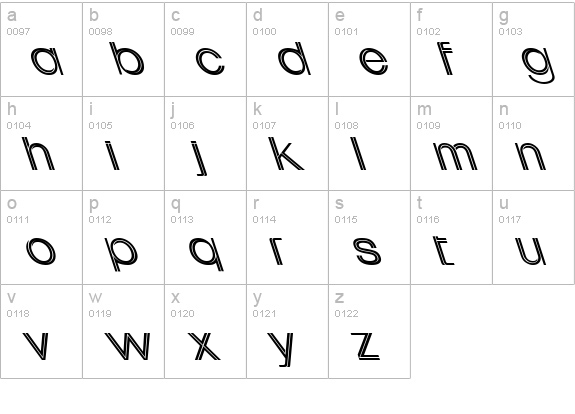 Uptight Lefti lowercase a-z preview