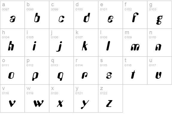 Urkle Italic lowercase a-z preview