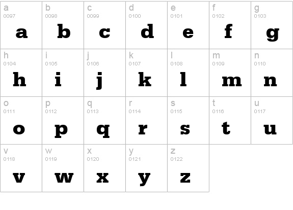 URWEgyptienneT Bold lowercase a-z preview
