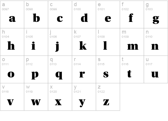 Utopia Std Black Headline lowercase a-z preview