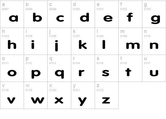 VAGRounded-Bold Ex lowercase a-z preview