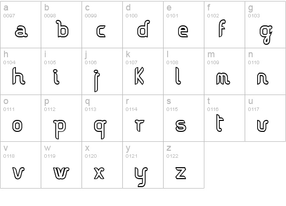 Vague-Outline lowercase a-z preview