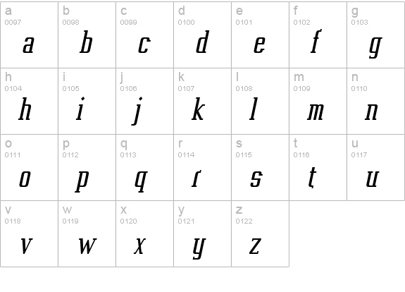 Vahika Italic lowercase a-z preview