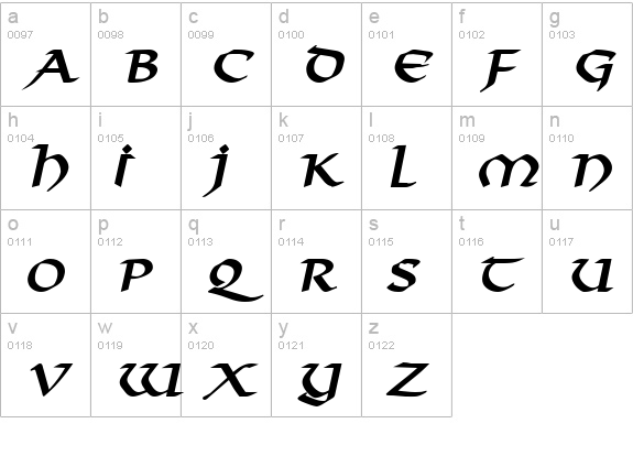 Valhalla BoldItalic lowercase a-z preview