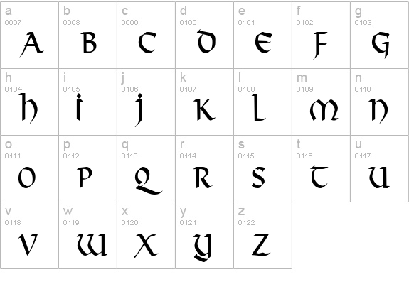 Valhalla Condensed Normal lowercase a-z preview
