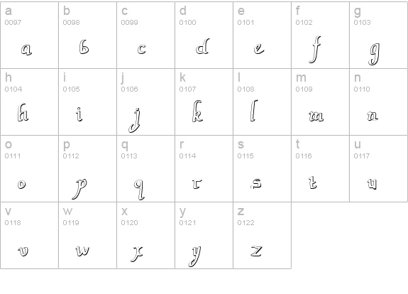 Valley Forge Outline lowercase a-z preview