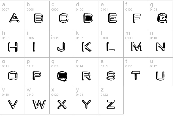 Valu Old Caps lowercase a-z preview