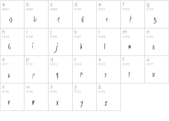 Vampyrish lowercase a-z preview
