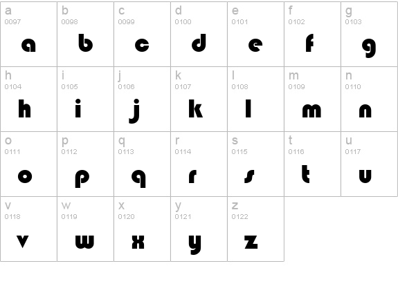 Vanadin lowercase a-z preview
