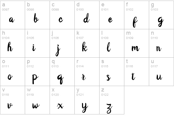 Vandella lowercase a-z preview