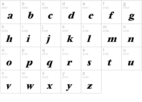 Varennes-BoldItalic lowercase a-z preview