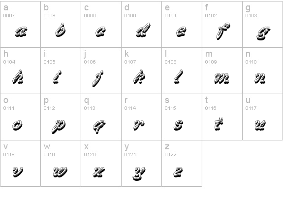 VegasEF lowercase a-z preview