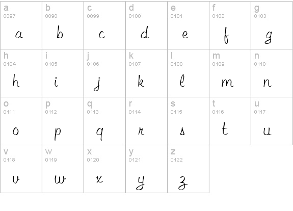 Veilchen lowercase a-z preview