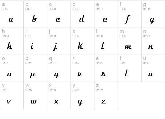 Velocette lowercase a-z preview