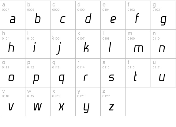 Venacti Italic lowercase a-z preview