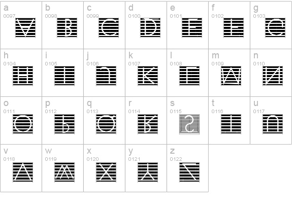 VenetianBlindInverse lowercase a-z preview