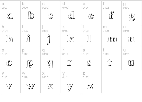 VenturaShadow-Bold lowercase a-z preview