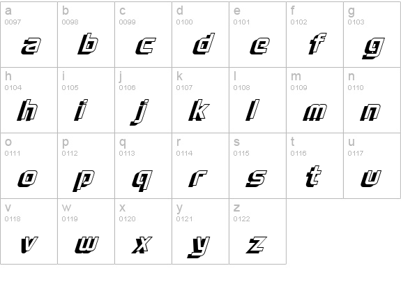 VentureShadowOblique lowercase a-z preview