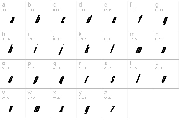 Venus-Normal Ex Bold Italic lowercase a-z preview