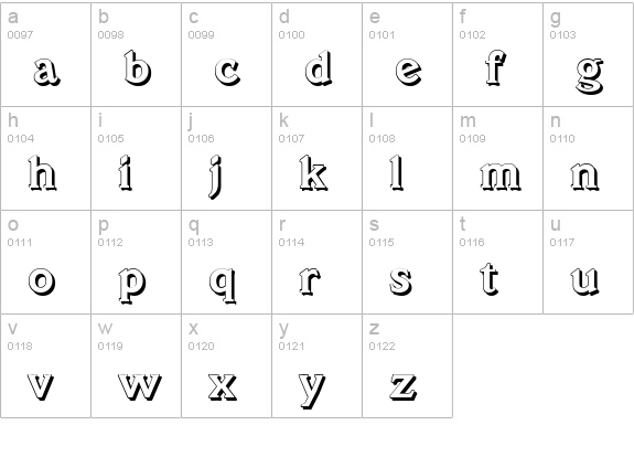 VeracruzShadow-Bold lowercase a-z preview