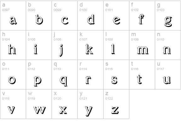 VeracruzShadow-Regular lowercase a-z preview