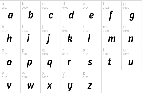 Veriox Sb Italic lowercase a-z preview
