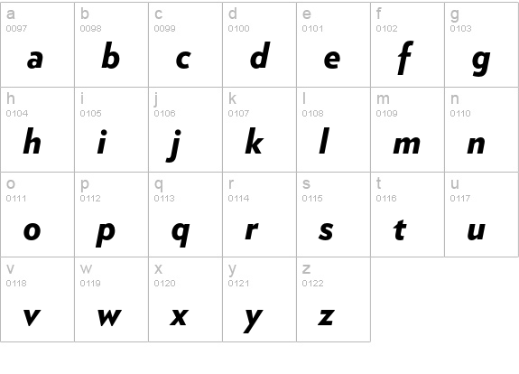 Verlag Black Italic lowercase a-z preview