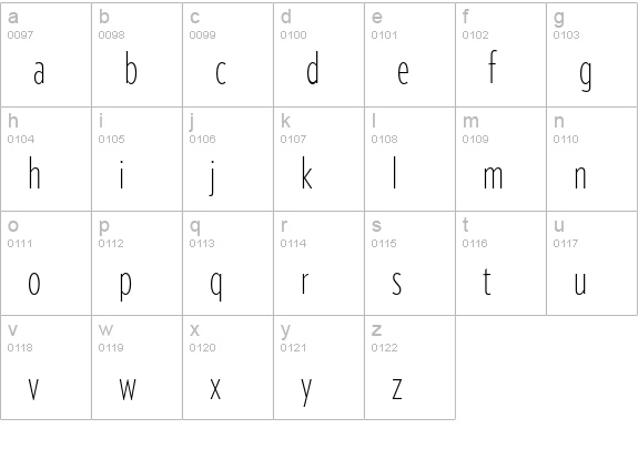Verlag Compressed XLight lowercase a-z preview