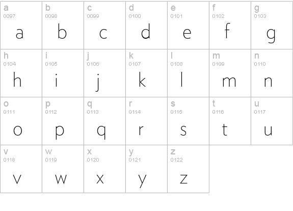 Verlag XLight lowercase a-z preview