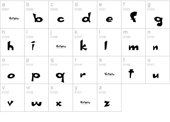 Vertigirl lowercase a-z preview
