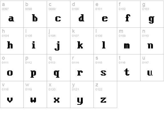 VideoTerminalScreen-Normal Bold lowercase a-z preview