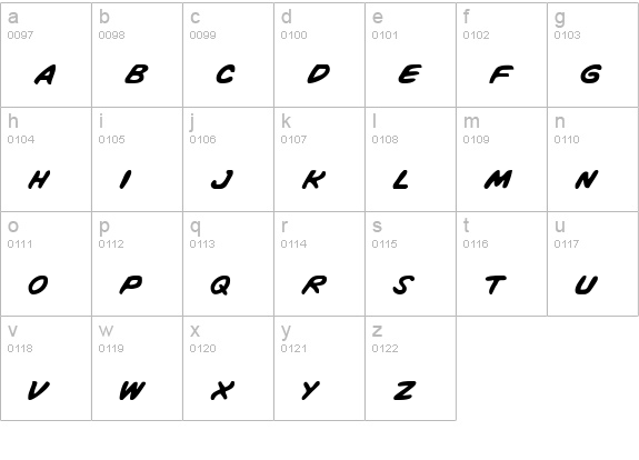 Vigilante Notes lowercase a-z preview