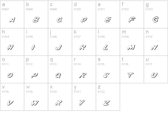 Vigilante Notes Shadow lowercase a-z preview