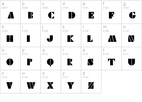 Viking Stencil lowercase a-z preview