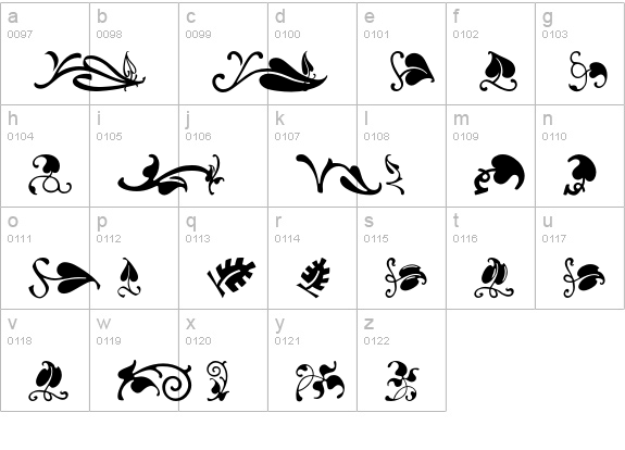 VineLeaves2BH lowercase a-z preview