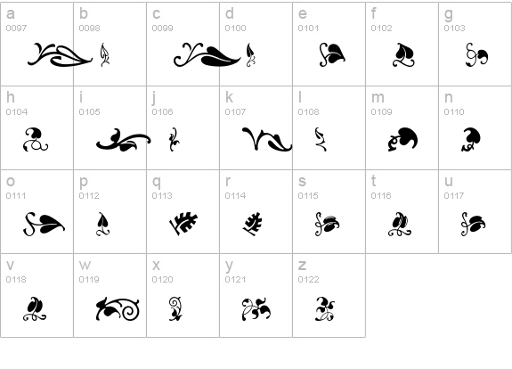 VineLeaves2CH lowercase a-z preview