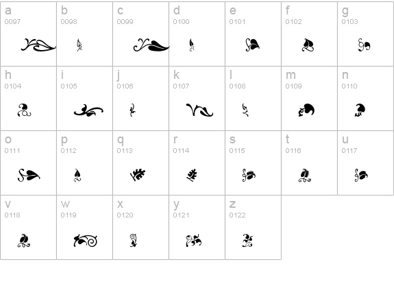 VineLeaves2XH lowercase a-z preview