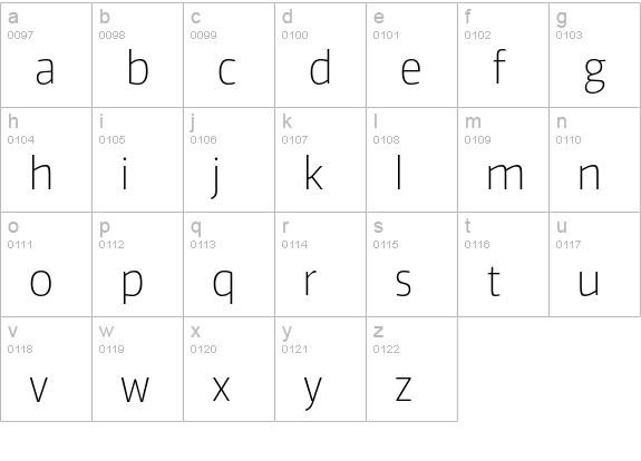 Vinkel Extra Light lowercase a-z preview