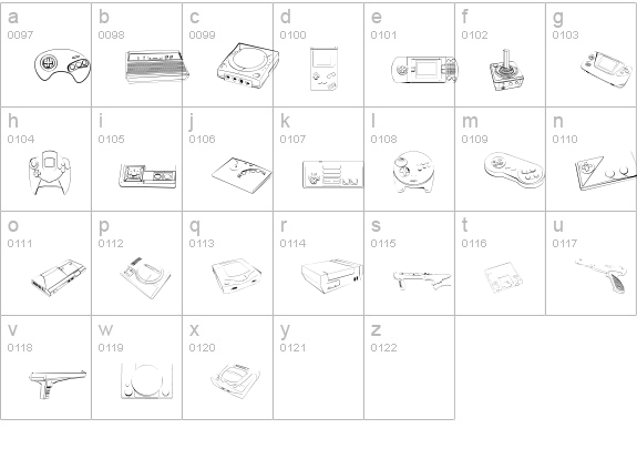Vintage Video Games lowercase a-z preview