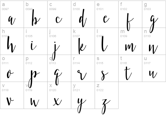 Violette lowercase a-z preview