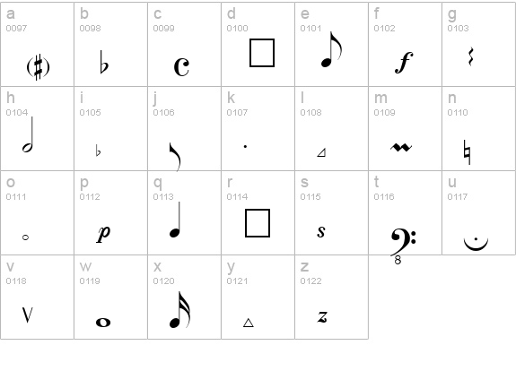 Violine lowercase a-z preview