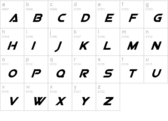 Viper Squadron Solid Italic lowercase a-z preview