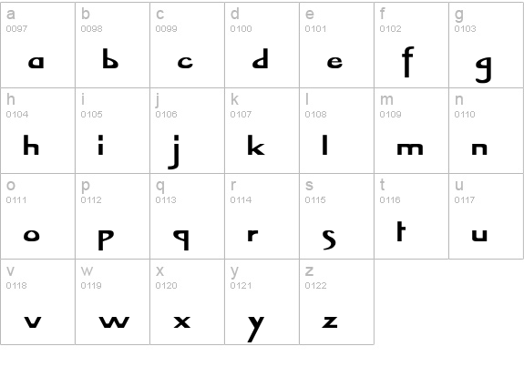 VireoFont Wd Bold lowercase a-z preview