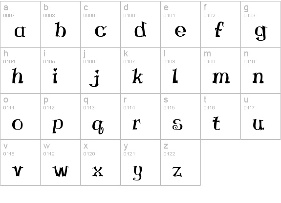 Virgin Regular lowercase a-z preview