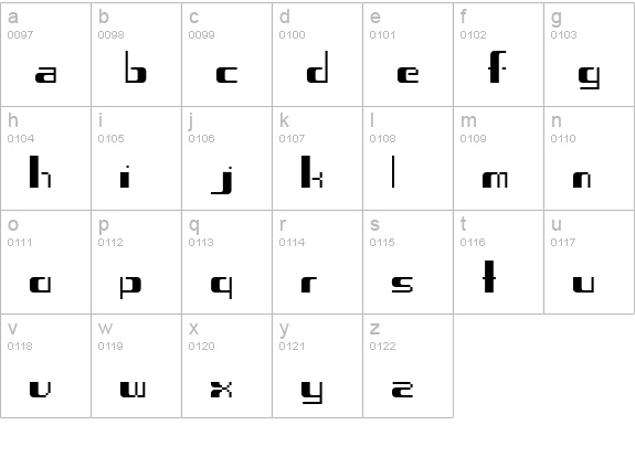 Virus 53X lowercase a-z preview