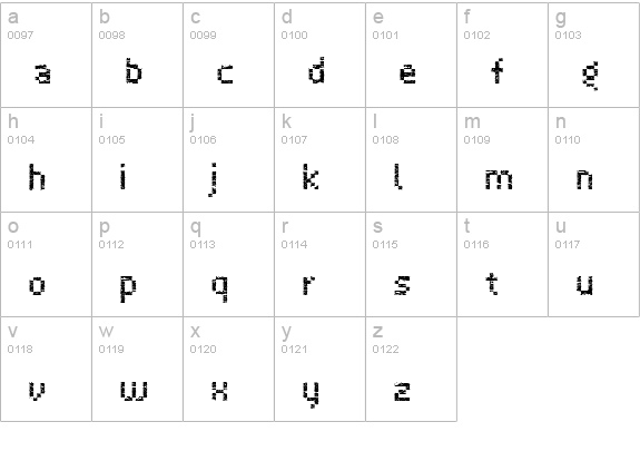 Virus43 lowercase a-z preview