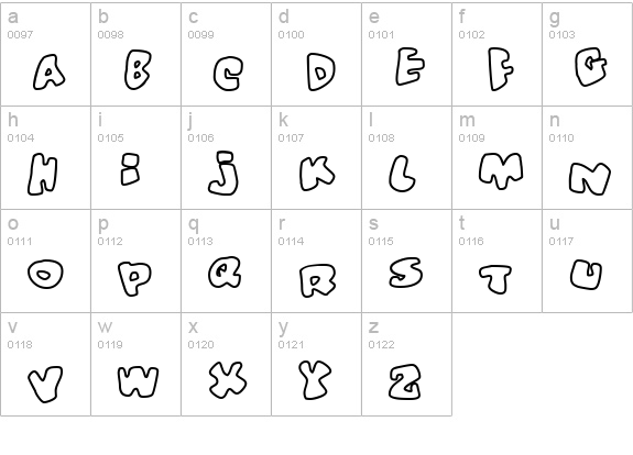 Vitamin outlined lowercase a-z preview