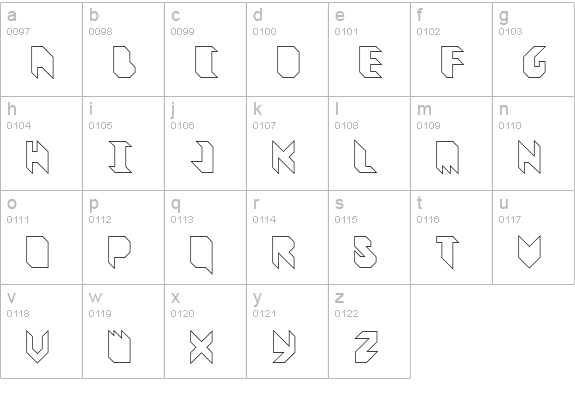 Vitreous Outline lowercase a-z preview