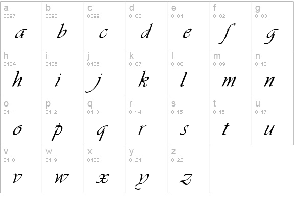 Vivacious lowercase a-z preview